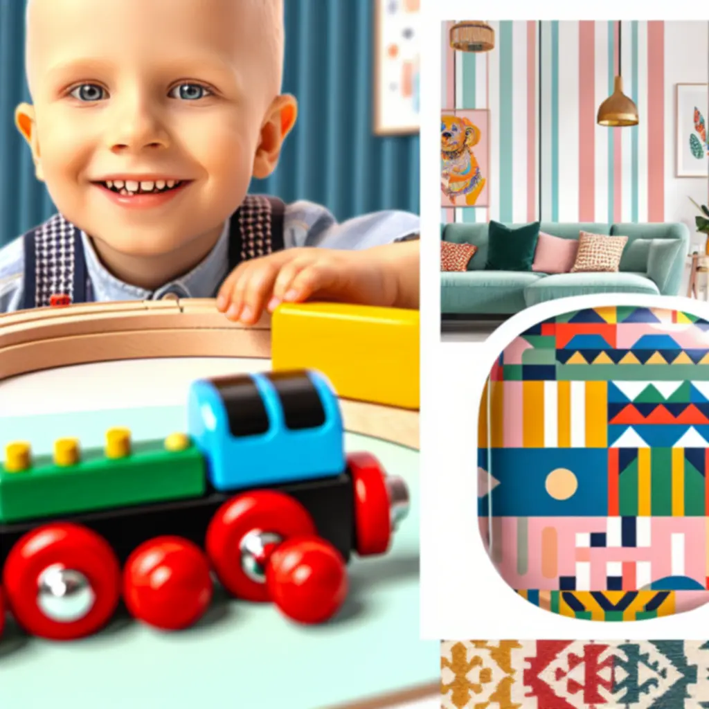 Zabawka dziecięca przedstawiona z bliska w jasnym, domowym wnętrzu